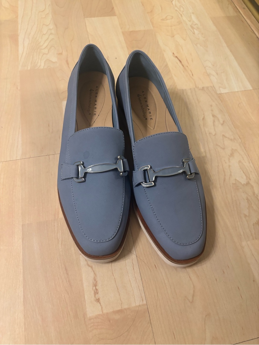 Alex Marie Dusty Blue Slip-On Loafers with Silver Bit